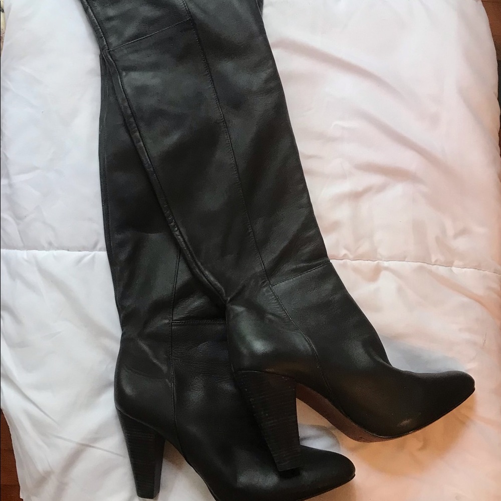 Joie Over The Knee Heeled Black Boots